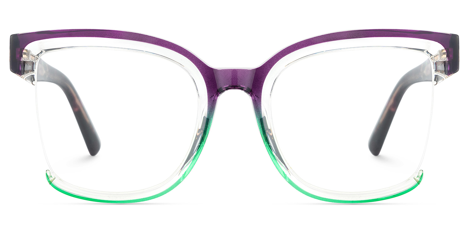 Square Cadogan Purple-Green Frame Glasses | Zeelool1