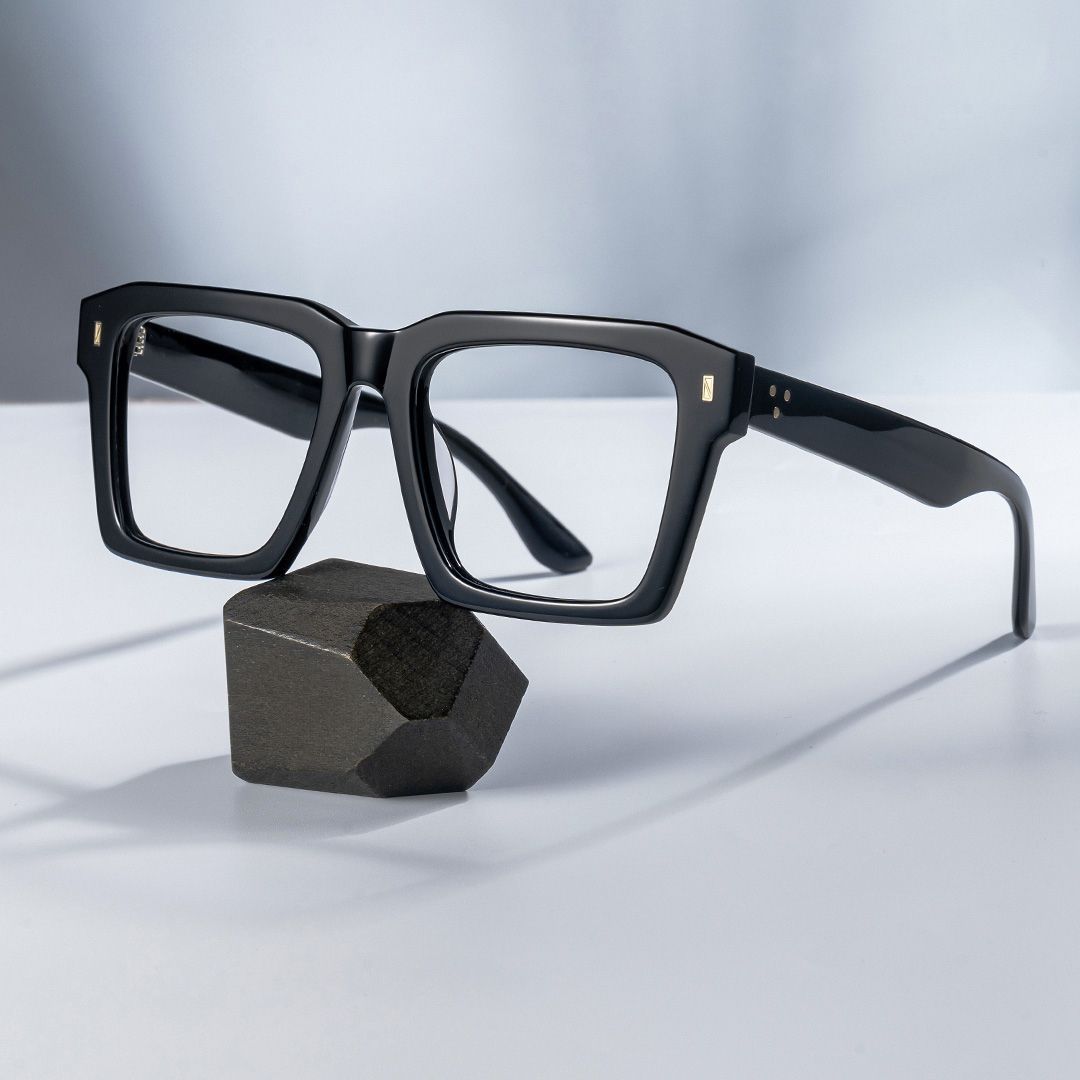 Large Square Prescription Glasses With Black Color0