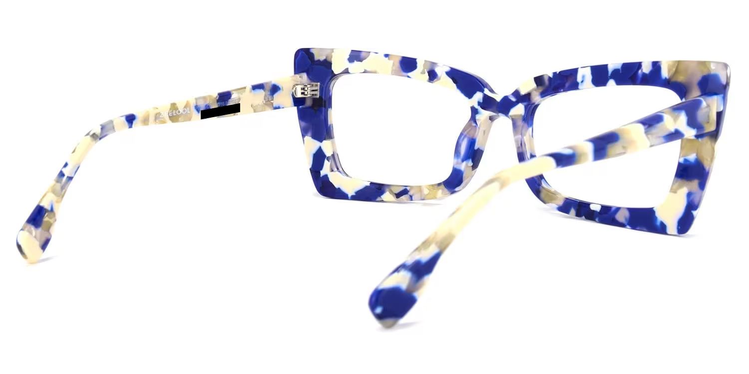 Newell Rectangle Blue-Floral Frame Glasses | Zeelool Optical3