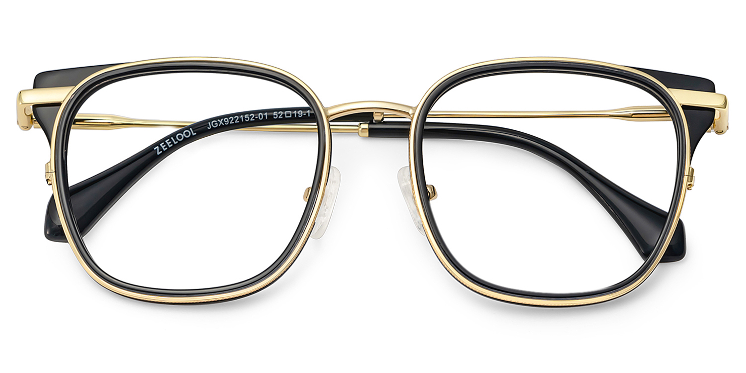 Cameron Eyeglasses in Square Black-gold Frame | ZEELOOL UK2