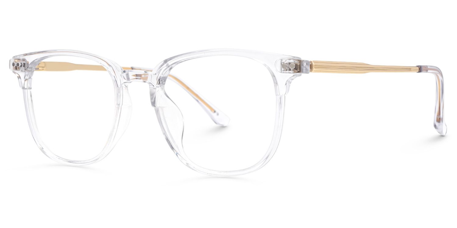 Rowland Mixed-Material Round Clear Frame Glasses | ZEELOOL UK1