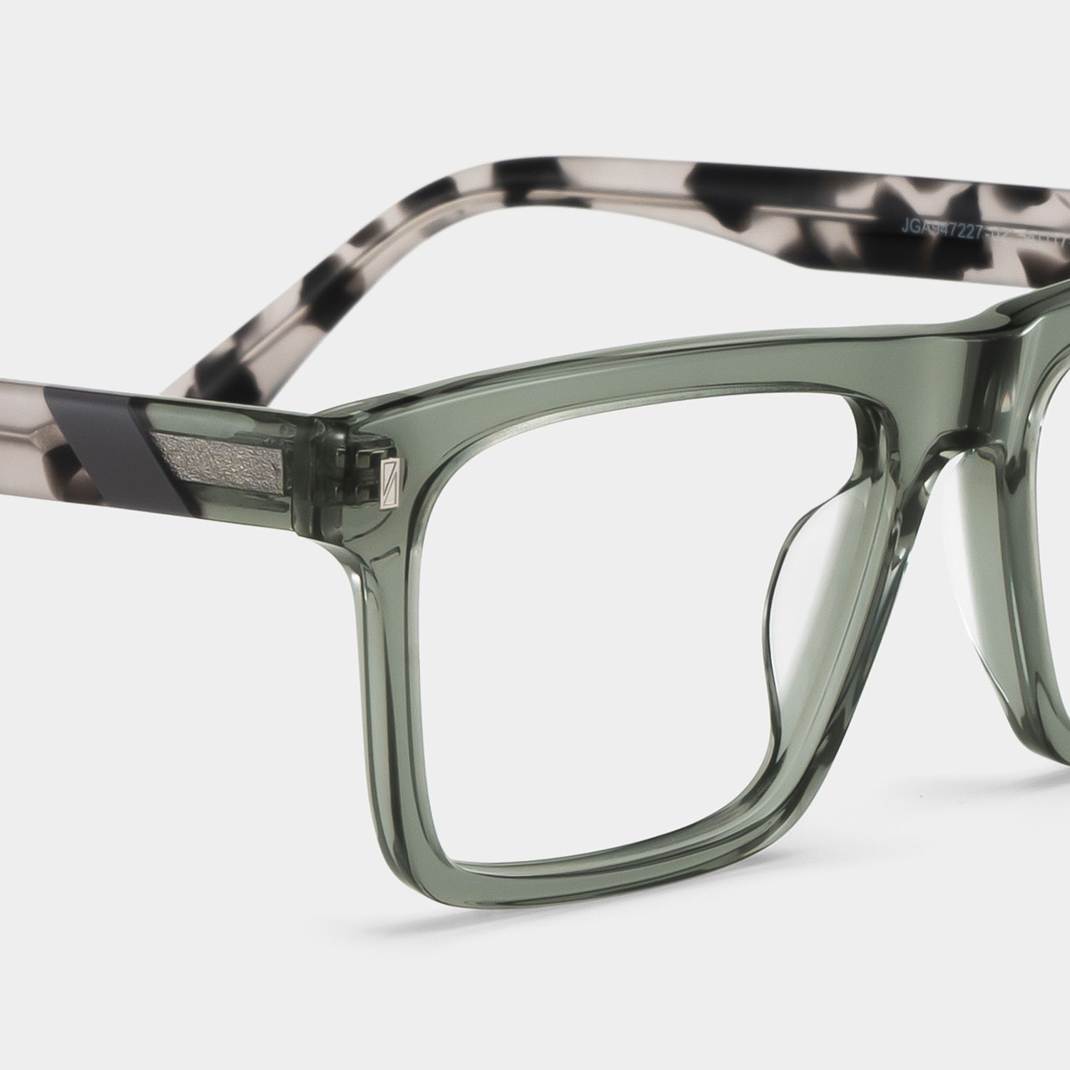 Rectangle Gray Green Eyeglasses- Henry Acetate Frame Glasses4