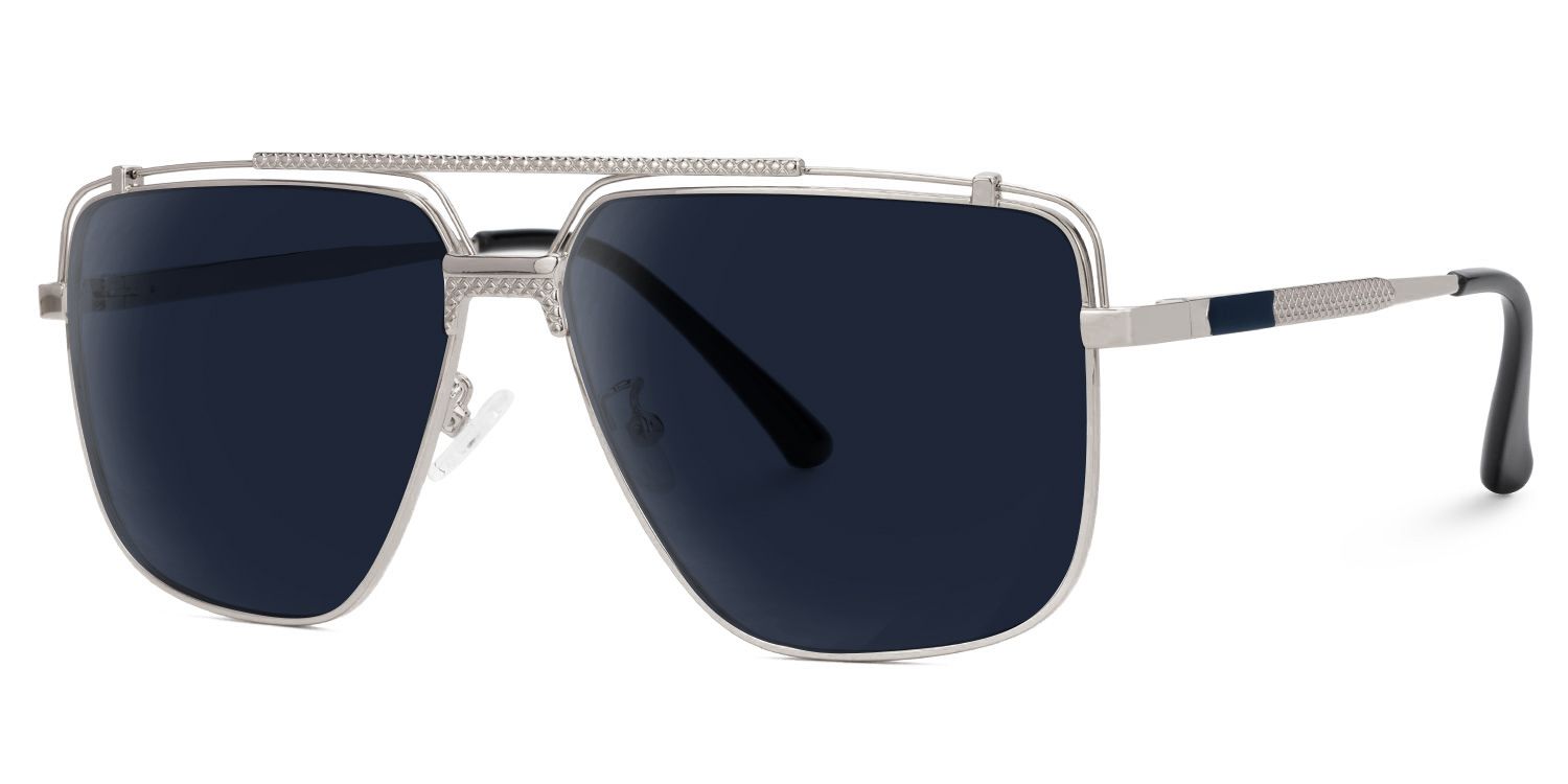 Arellano Metal Matte Silver Frame Sunglasses with Aviator Shape | ZEELOOL UK1