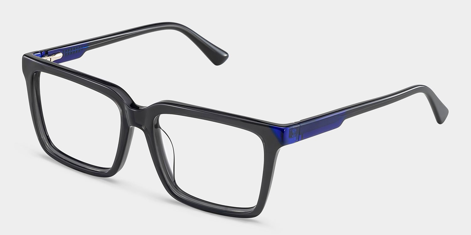 Rectangle Dark Gray Eyeglasses- Troy Acetate Frame Glasses2