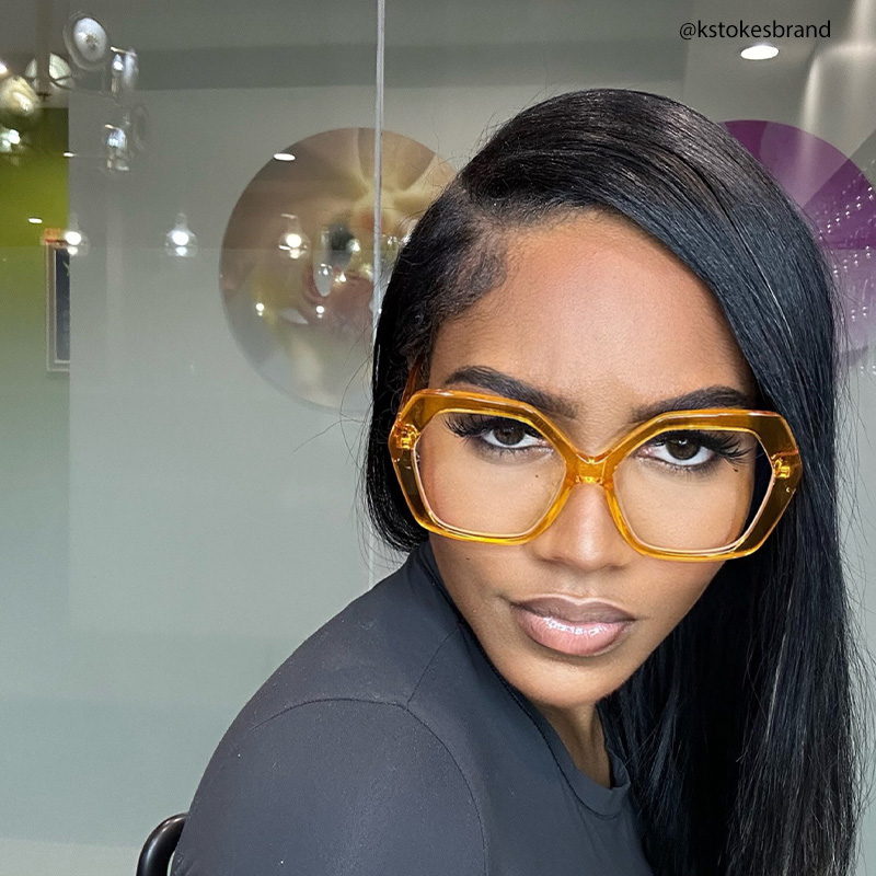 Piper Geometric Earthy-Yellow Glasses | ZEELOOL UK5