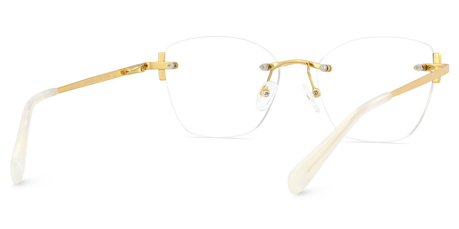 Gold Rectangle Jaxon Glasses with Rimless | ZEELOOL UK4