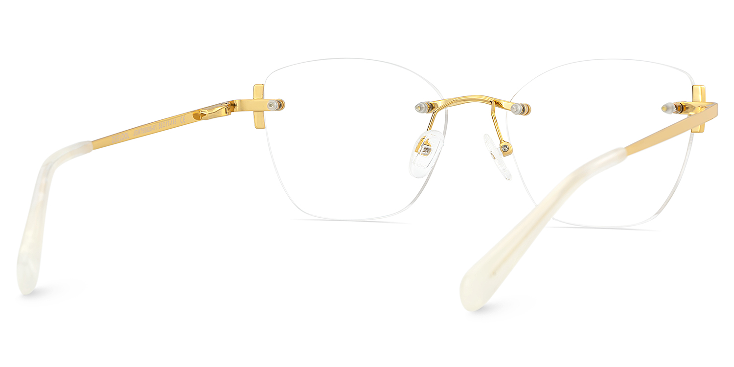 Gold Rectangle Jaxon Glasses with Rimless | ZEELOOL UK4