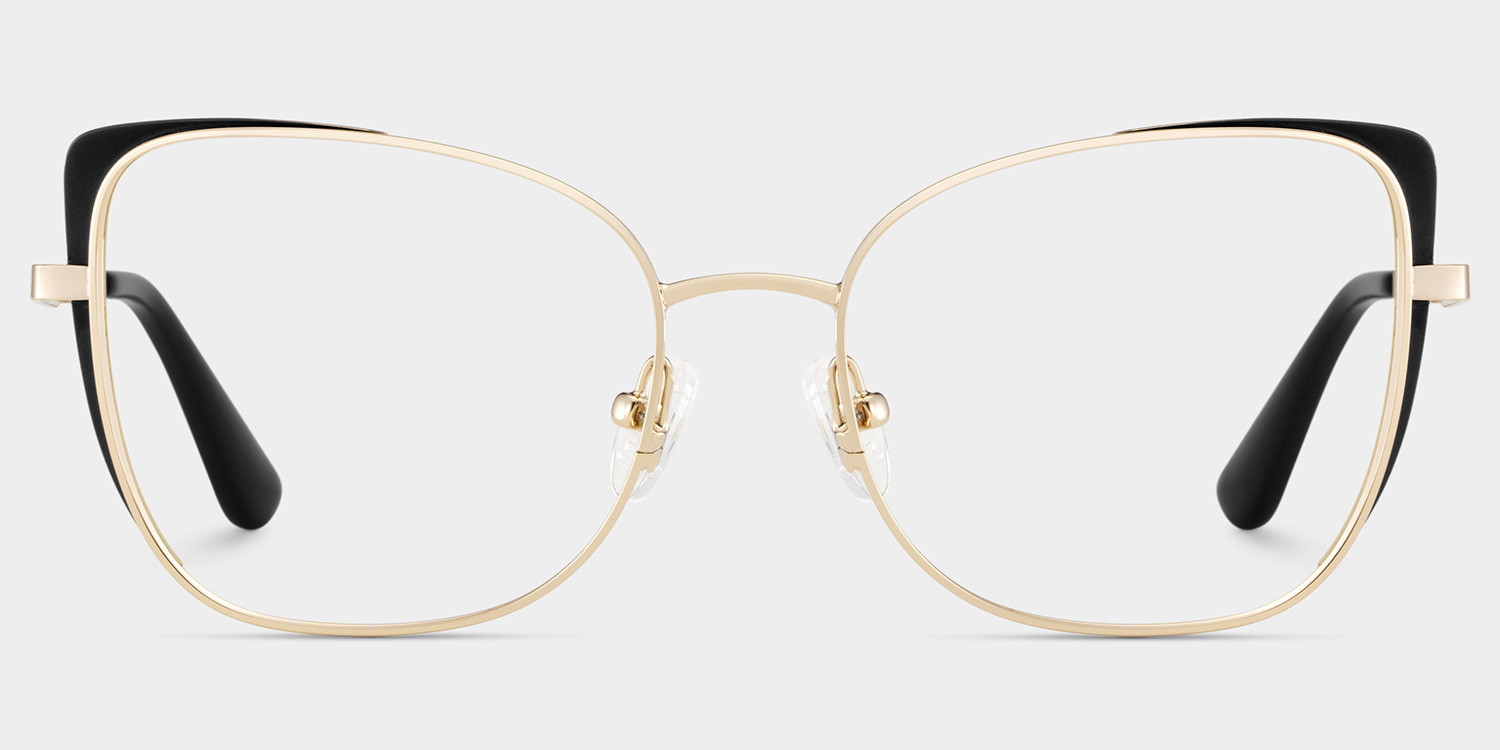 Tessa Black Gold Frame Glasses with Cat eye Frame Online | ZEELOOL UK1