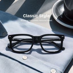 Patrick Rectangle Black Glasses0