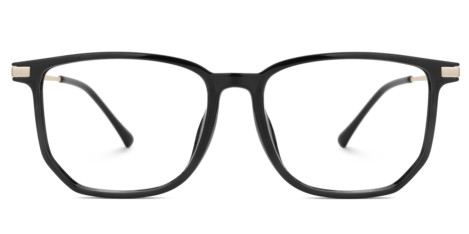 Fezell Square Black Eyeglasses and Thin Wide Frames2