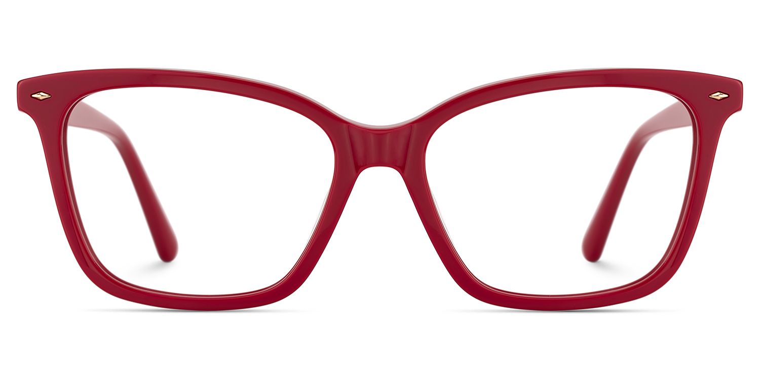 Theo Acetate Red Frame Glasses with Square Shape | ZEELOOL UK1
