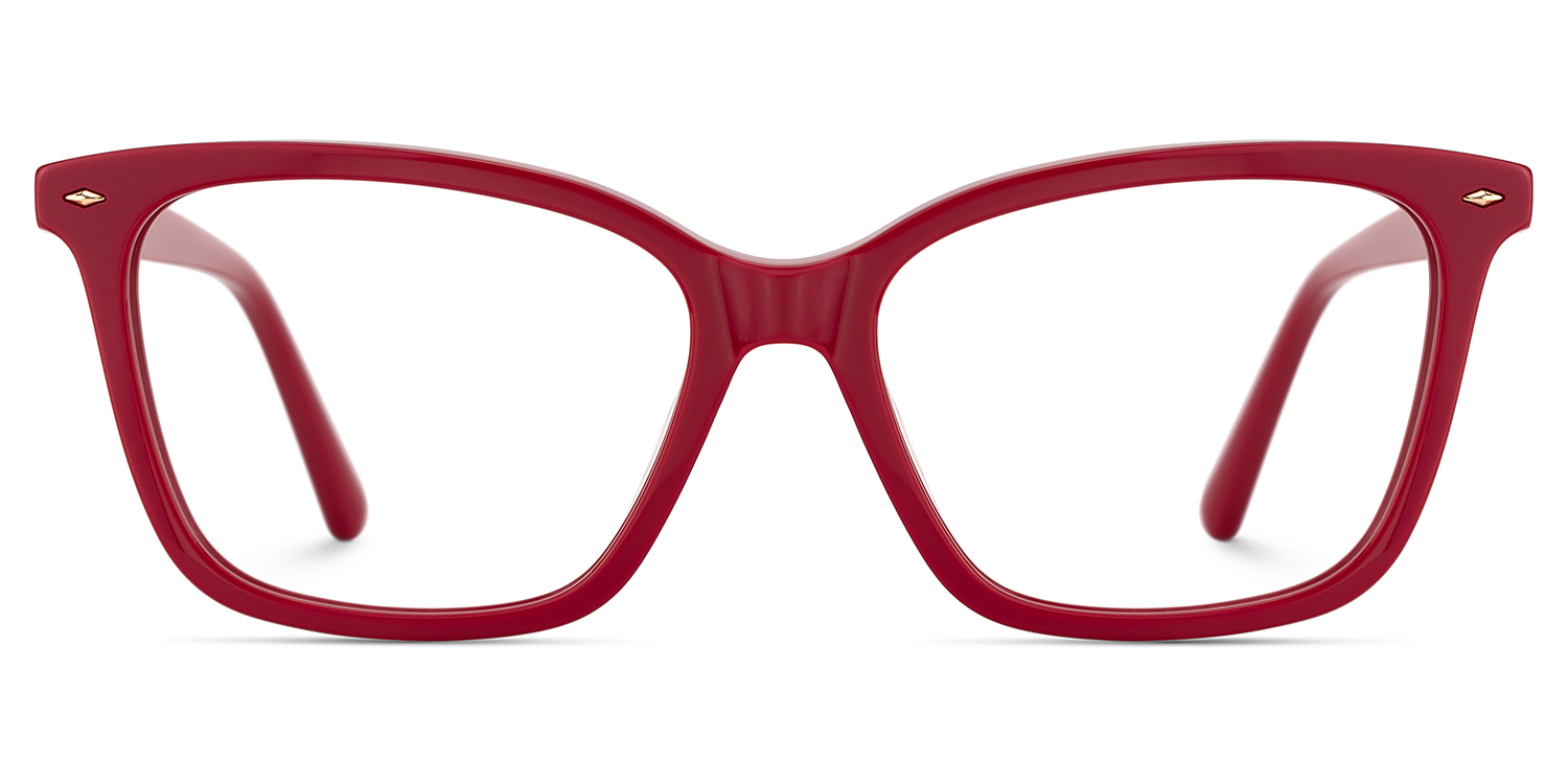 Theo Acetate Red Frame Glasses with Square Shape | ZEELOOL UK1