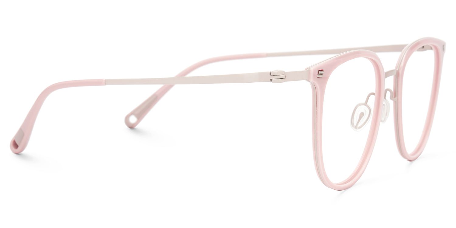 Gilliane Round Pink Glasses Thin Frame | ZEELOOL UK2