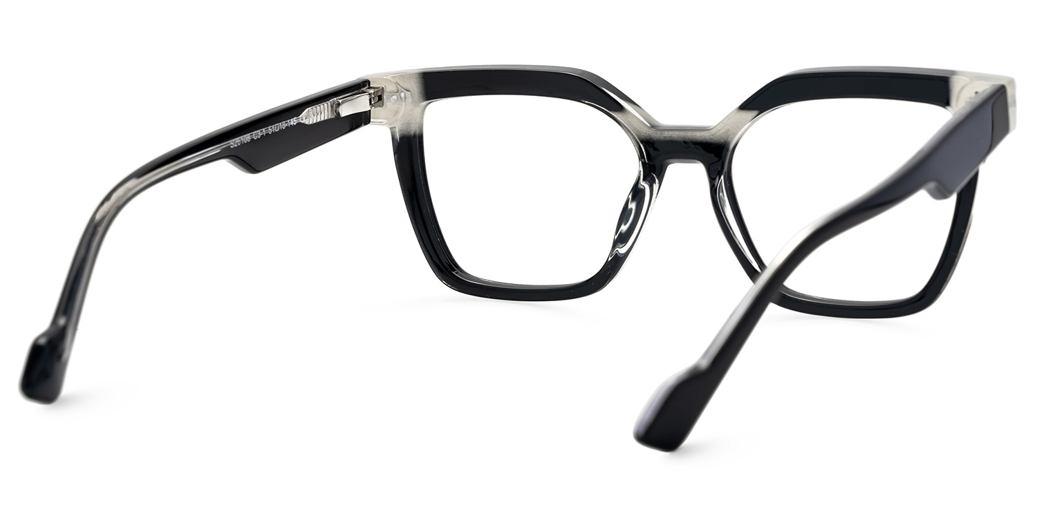 Pinette Square Black White Glasses4