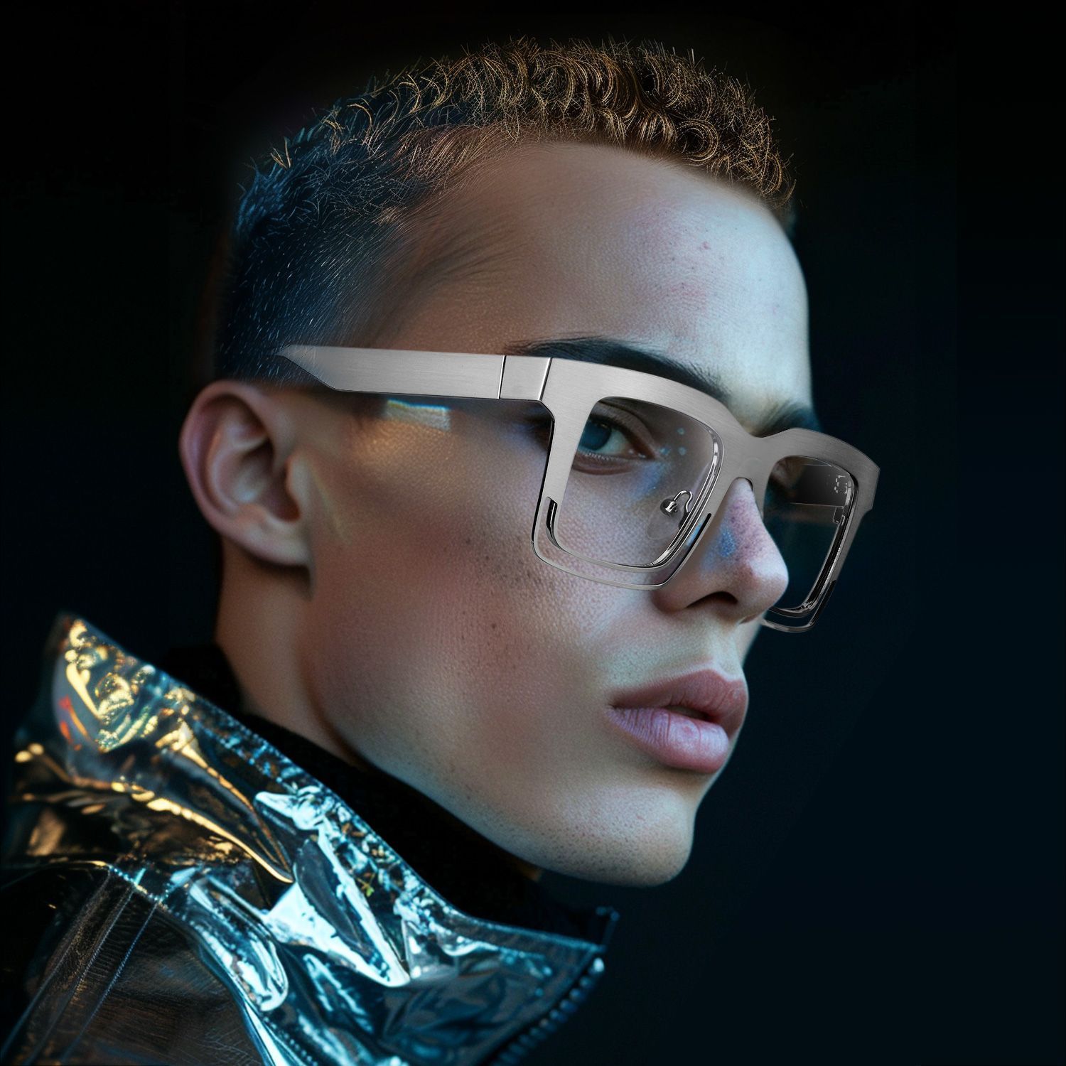 Evan Rectangle Silver Frame Eyeglasses for Males | ZEELOOL UK5