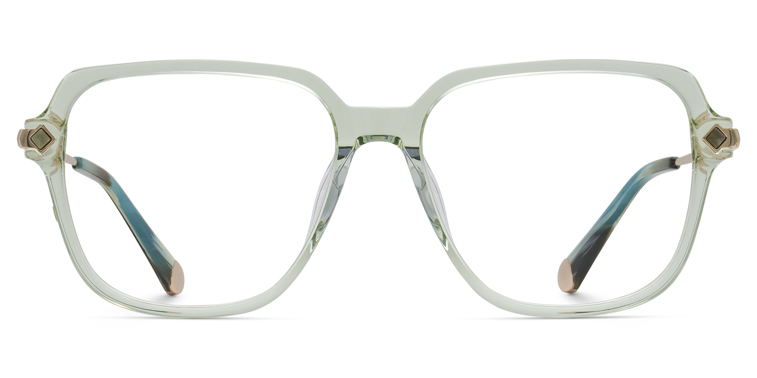 Square Eyeglasses With Green0