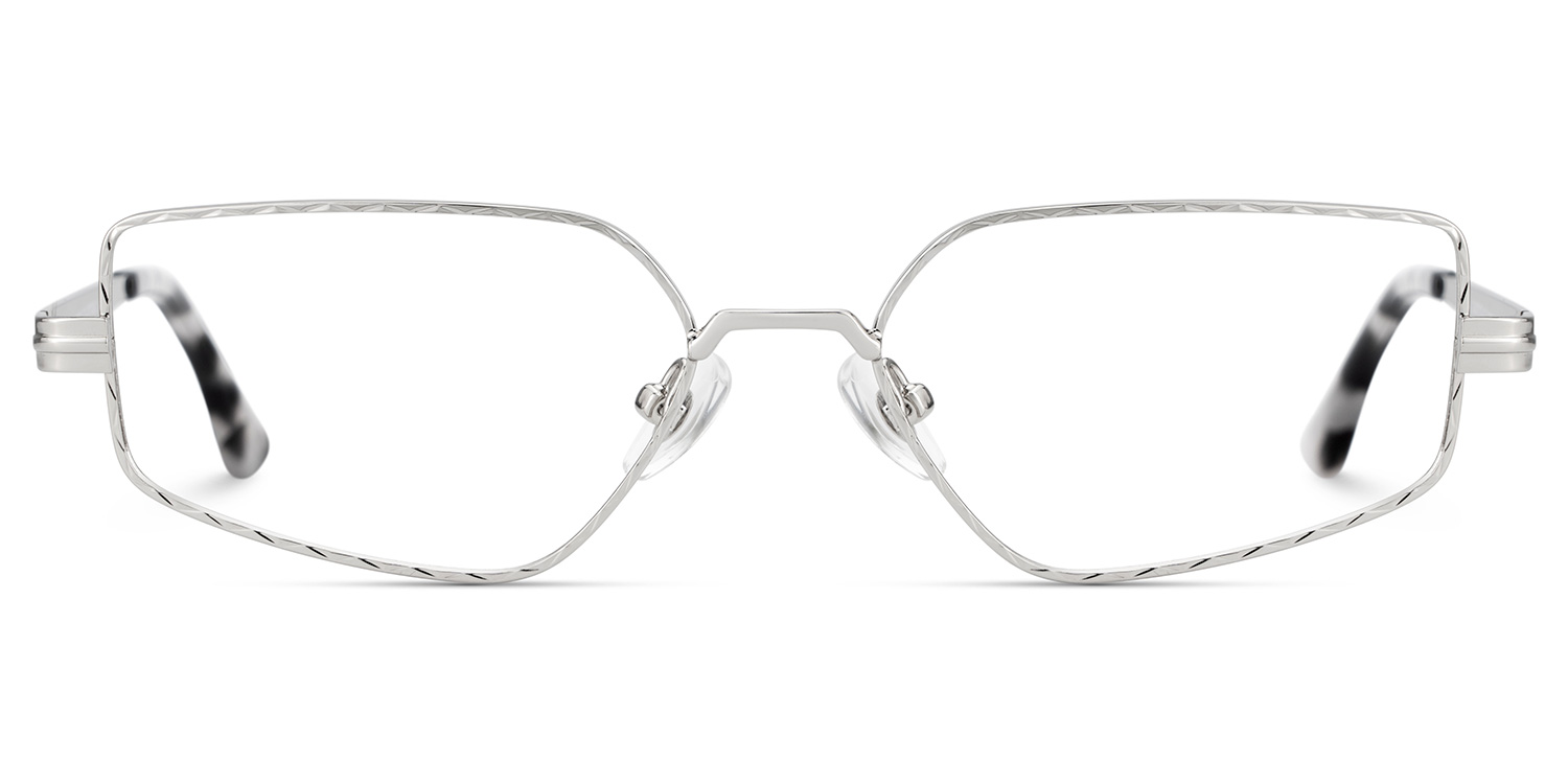 Rectangle Silver Eyeglasses- Lyle Metal Frame Glasses1