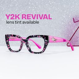 Flare Rectangle Black Pink Glasses0