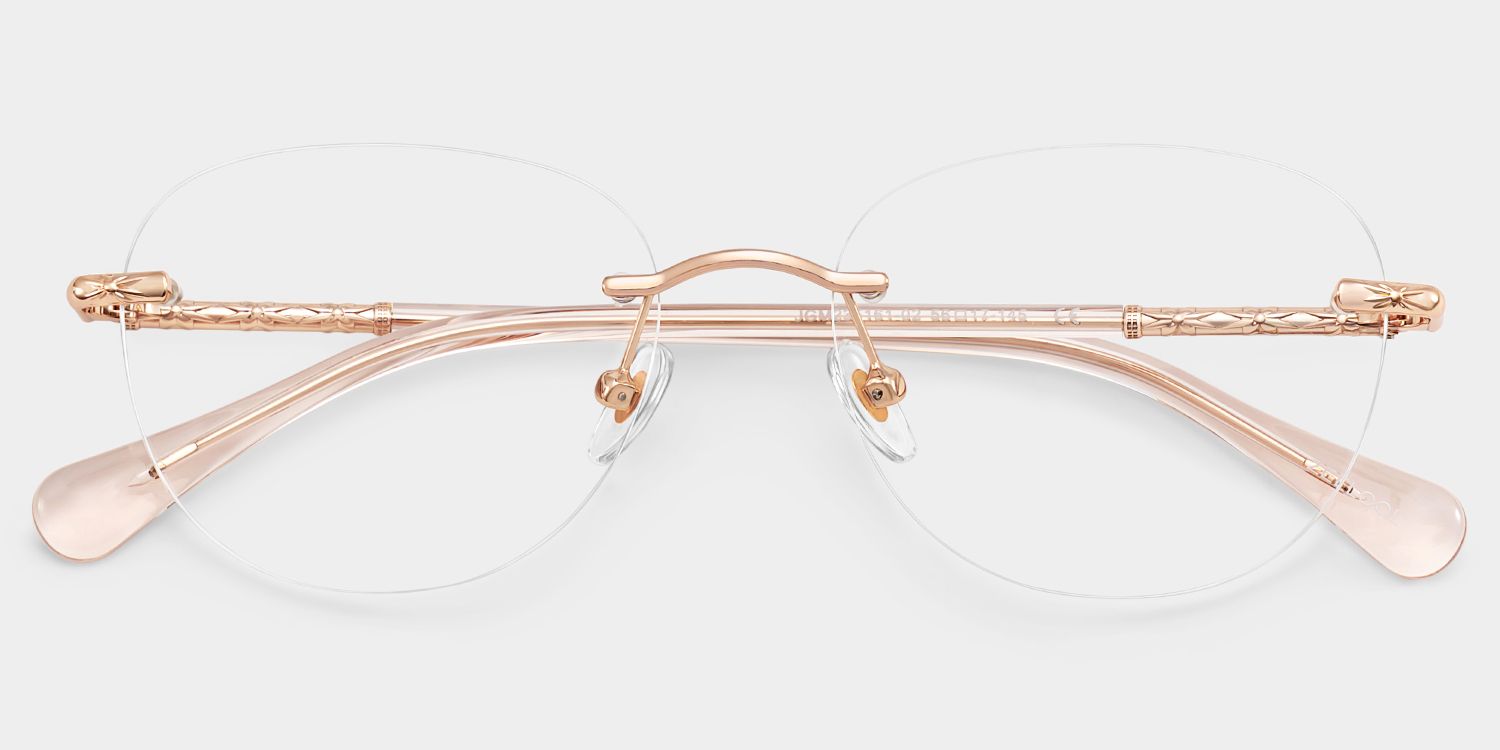 Jennifer Pink Gold Frame Glasses with Round Frame Online | ZEELOOL1