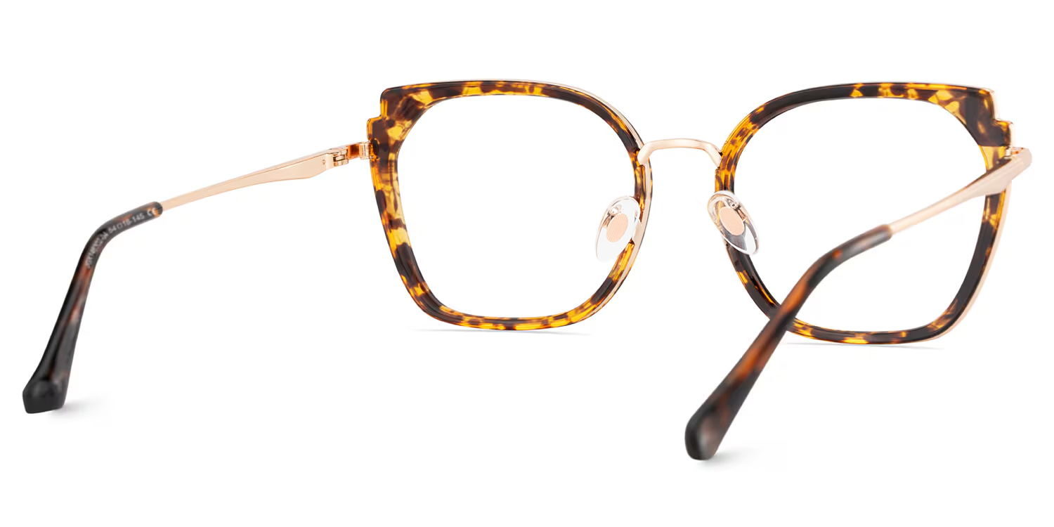 Tortoise Metal Frame Glasses With Wide Size For Women5