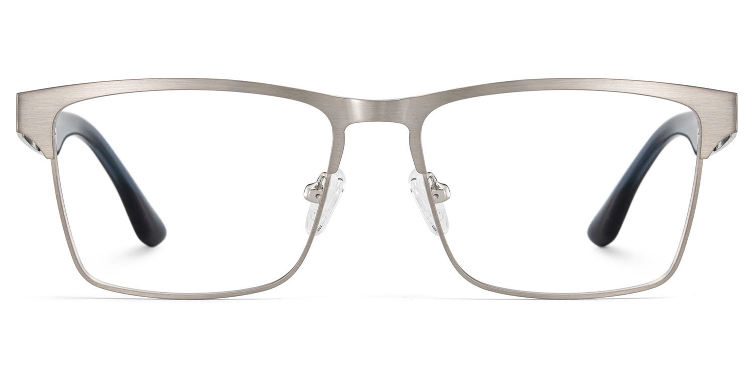 Jasper Eyeglasses in Browline Silver Frame | ZEELOOL UK1