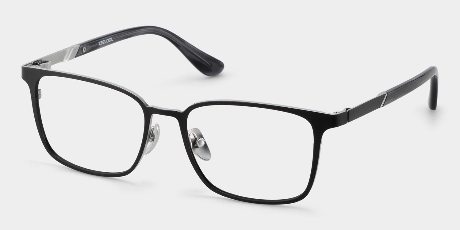 Aubrey Black Rectangle Frame Glasses for Men | ZEELOOL3