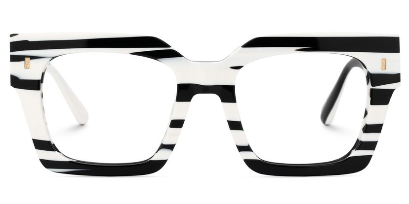 Cummings Square Black-White Striped Glasses