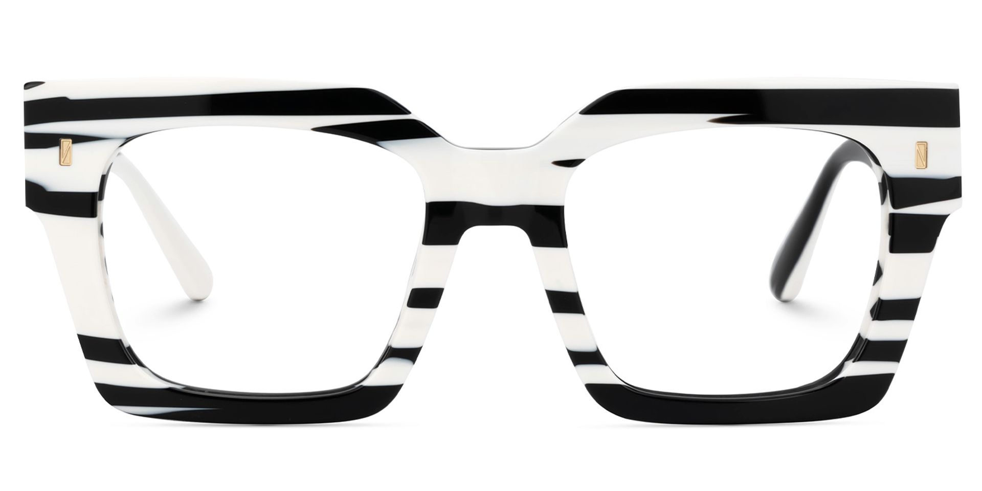 Cummings Square Black and White Striped Frame Glasses1