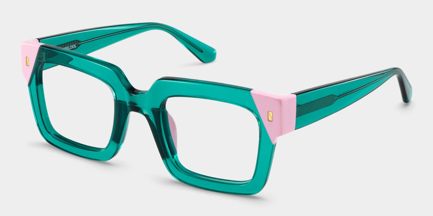 Square Green Pink Eyeglasses- Sarah Acetate Frame Glasses2