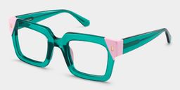 Sarah Square Green Pink Glasses2