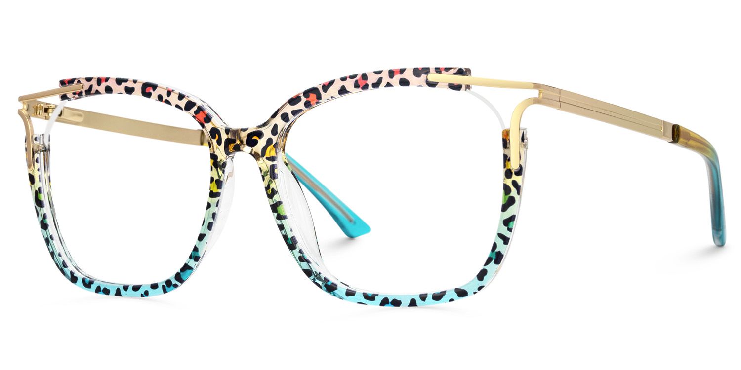 Spring hinges Sidibe Eyeglasses, Sidibe Blue leopard Glasses -Zeelool1
