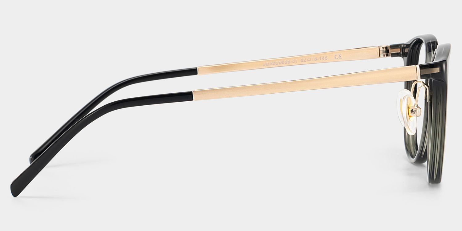 Amanda Rectangle Black Frame Glasses with Gold Trim | ZEELOOL UK4