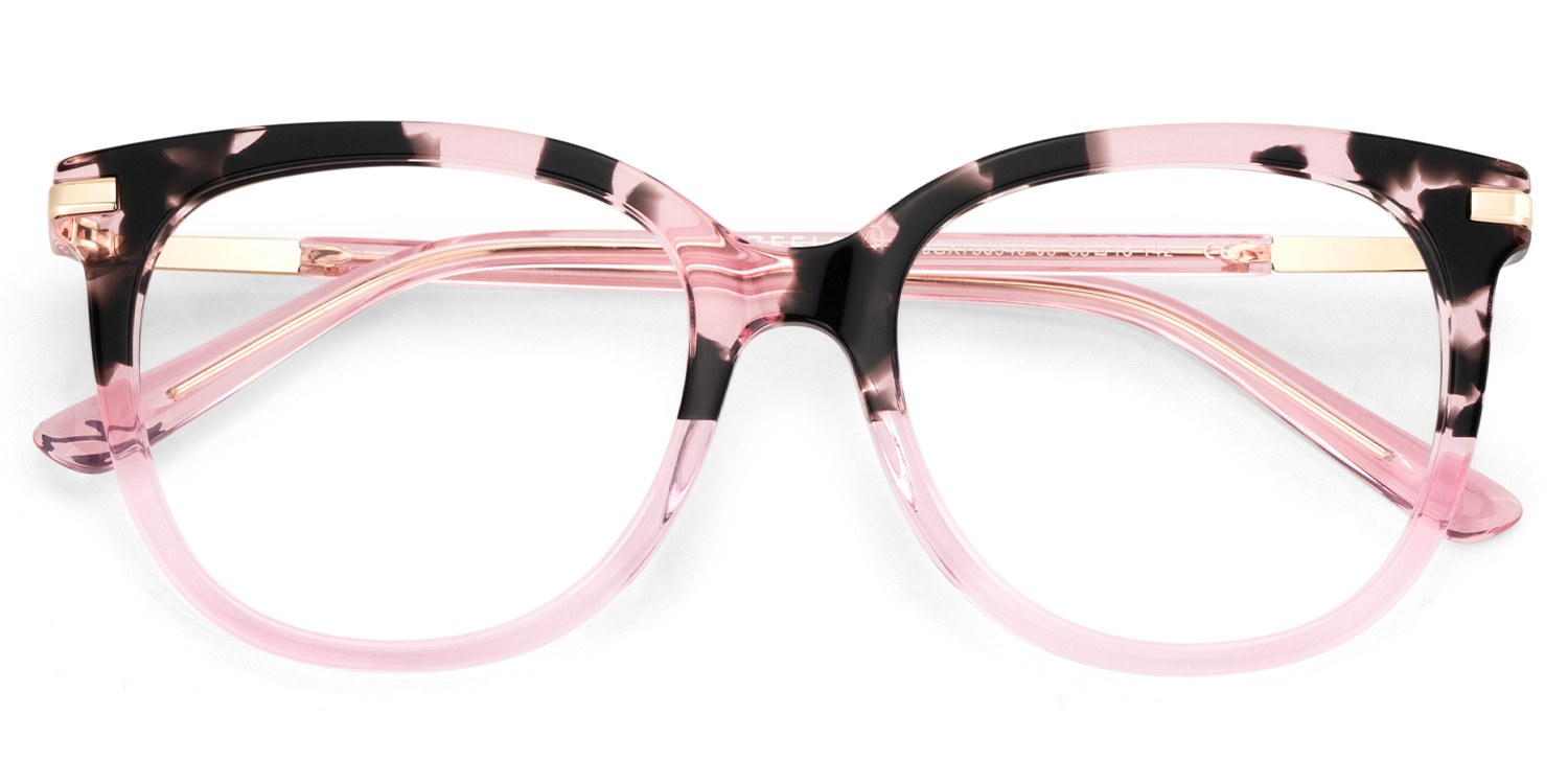 ZEELOOL Mailyn Round Pink Tortoise Glasses