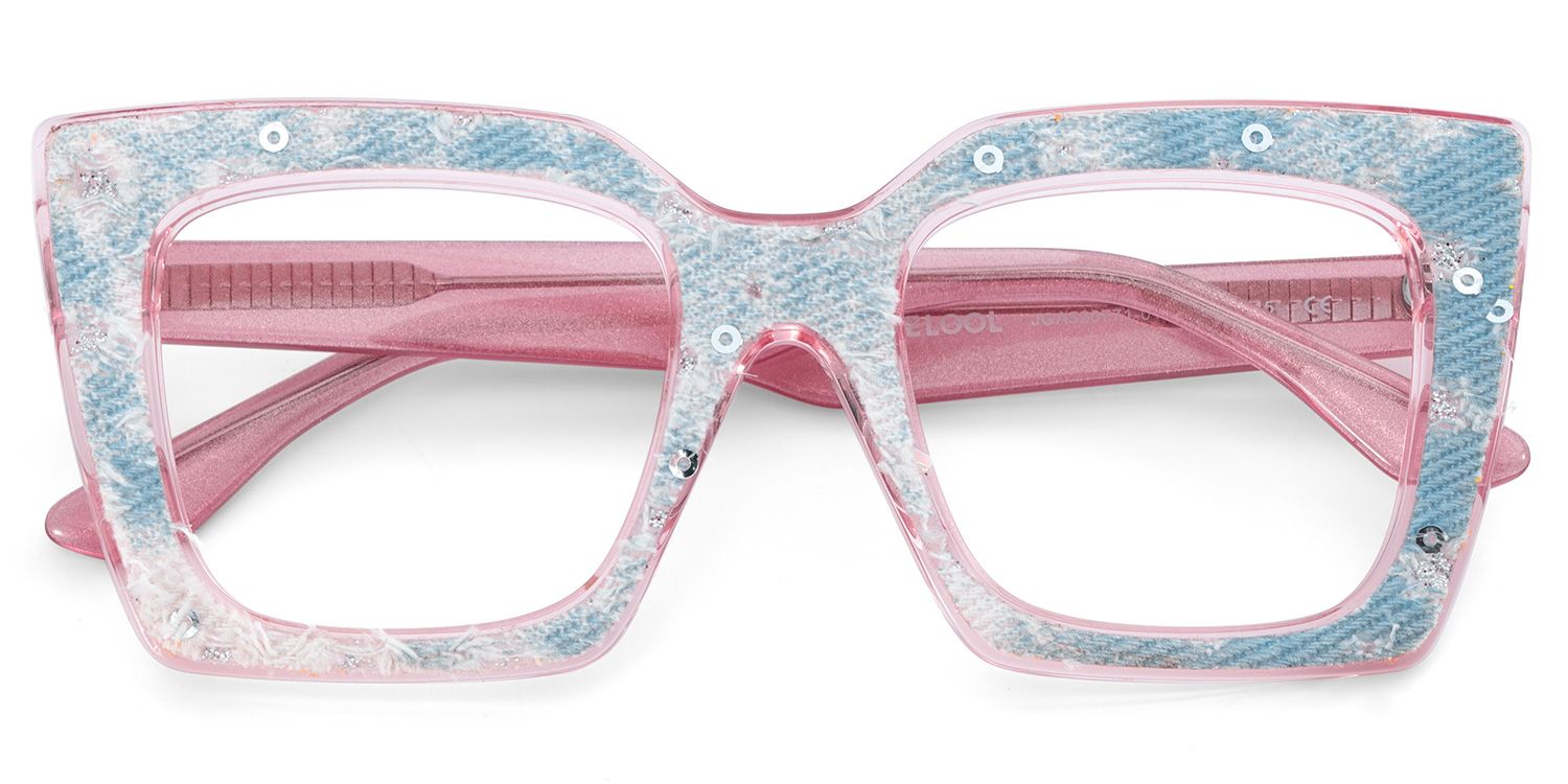 Full Pink Glasses With light Blue Denim2