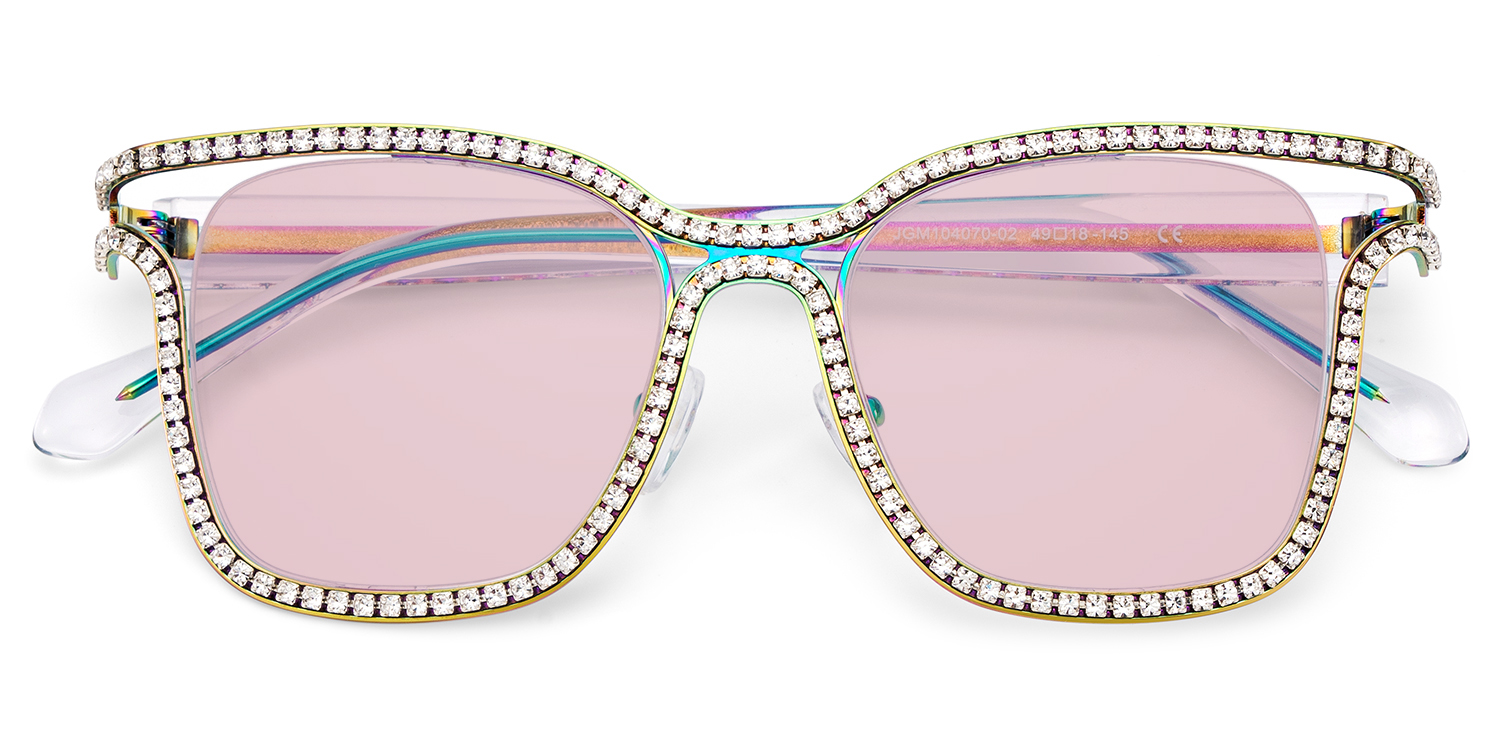 ZEELOOL Shine Square Iridescent Sunglasses
