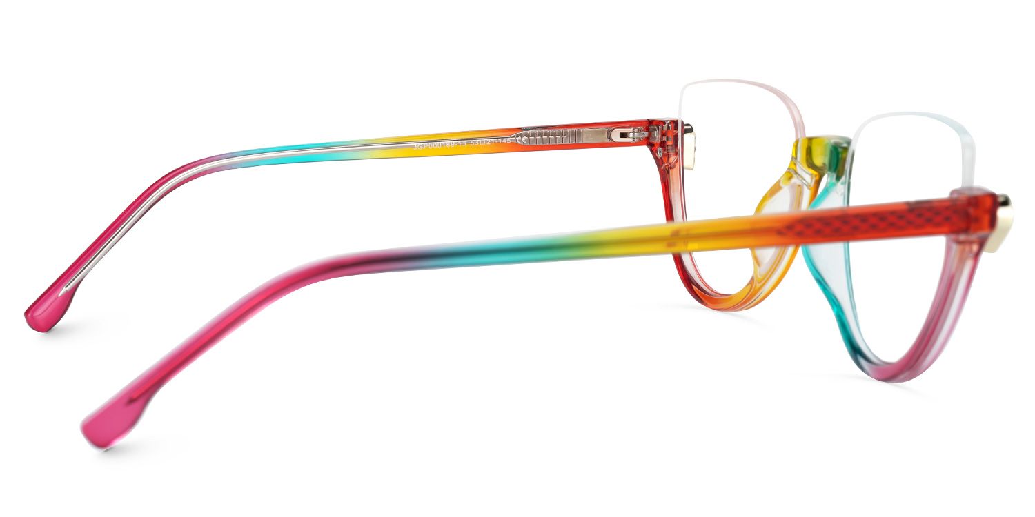 Felicia Cat-eye Clear Multicolor Half Frame Glasses3