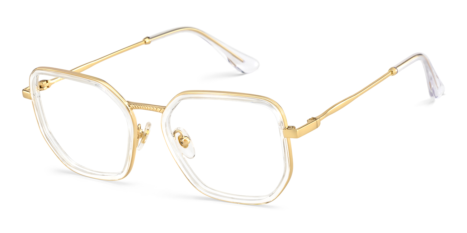 Levi Eyeglasses in Geometric Gold Frame | Zeelool3