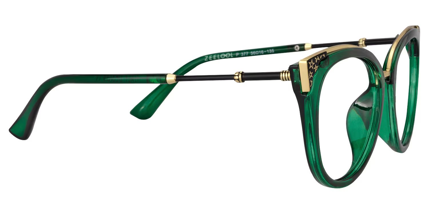 Dalton Cat Eye Dark Green Frame Glasses | ZEELOOL UK3