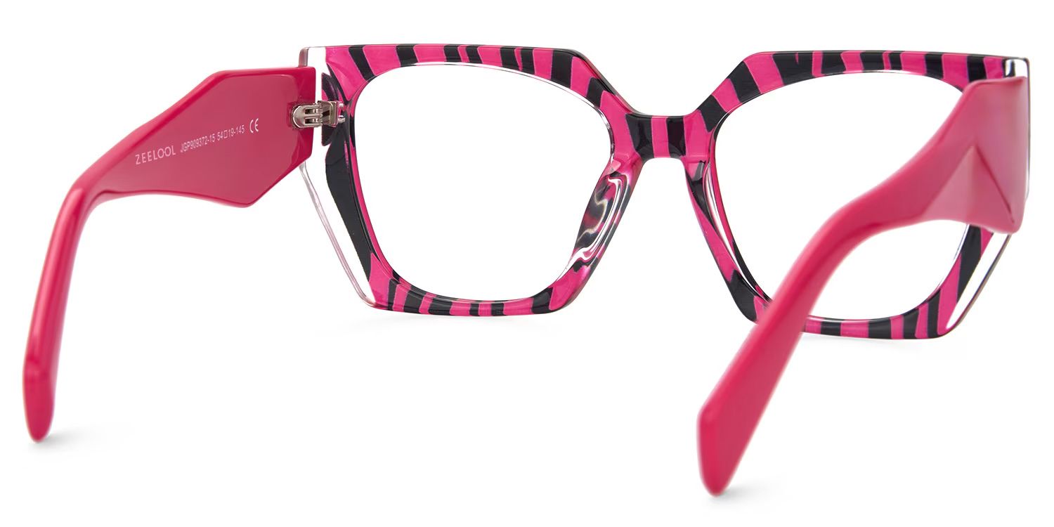 Affordable Hot Pink Zebra Hexagon Shaped Prescription Glasses5
