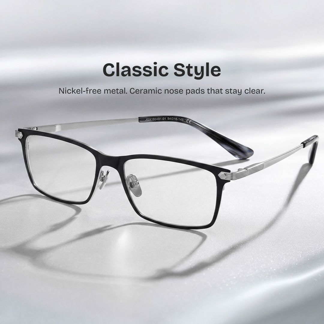 Alexander Black Thin Rectangle Glasses for Men | ZEELOOL0