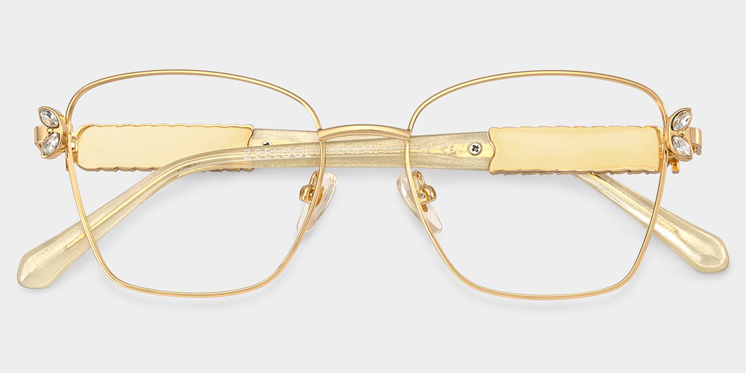 Rectangle Gold Eyeglasses- Ellie Metal Frame Glasses1