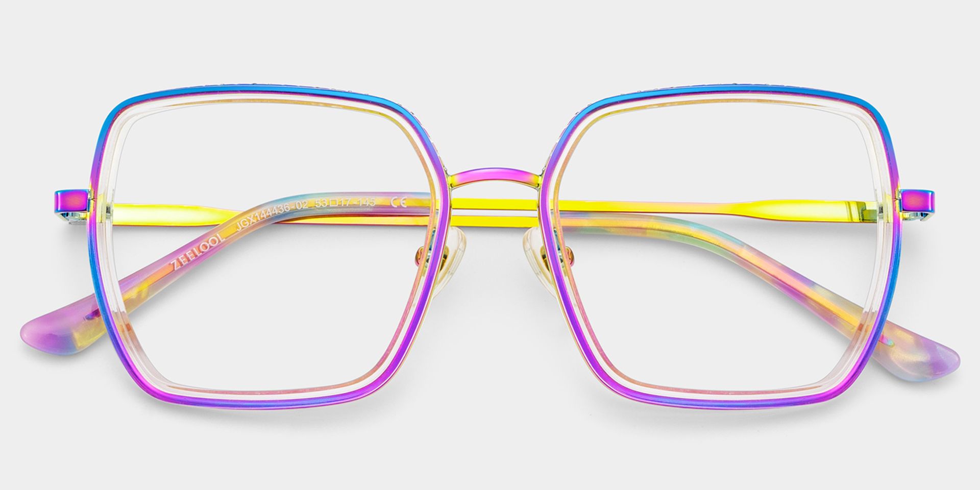 Square Iridescent Eyeglasses- Fiona Mixed Frame Glasses1