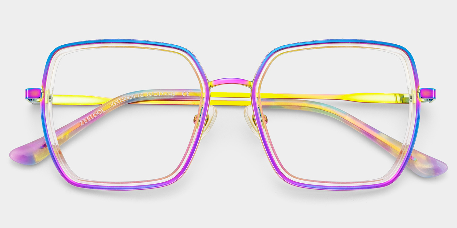ZEELOOL Fiona Square Iridescent Glasses