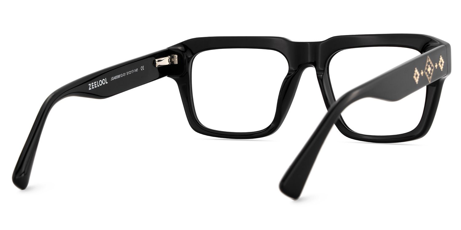 Ramdass Black Rectangle Prescription Glasses | ZEELOOL UK5