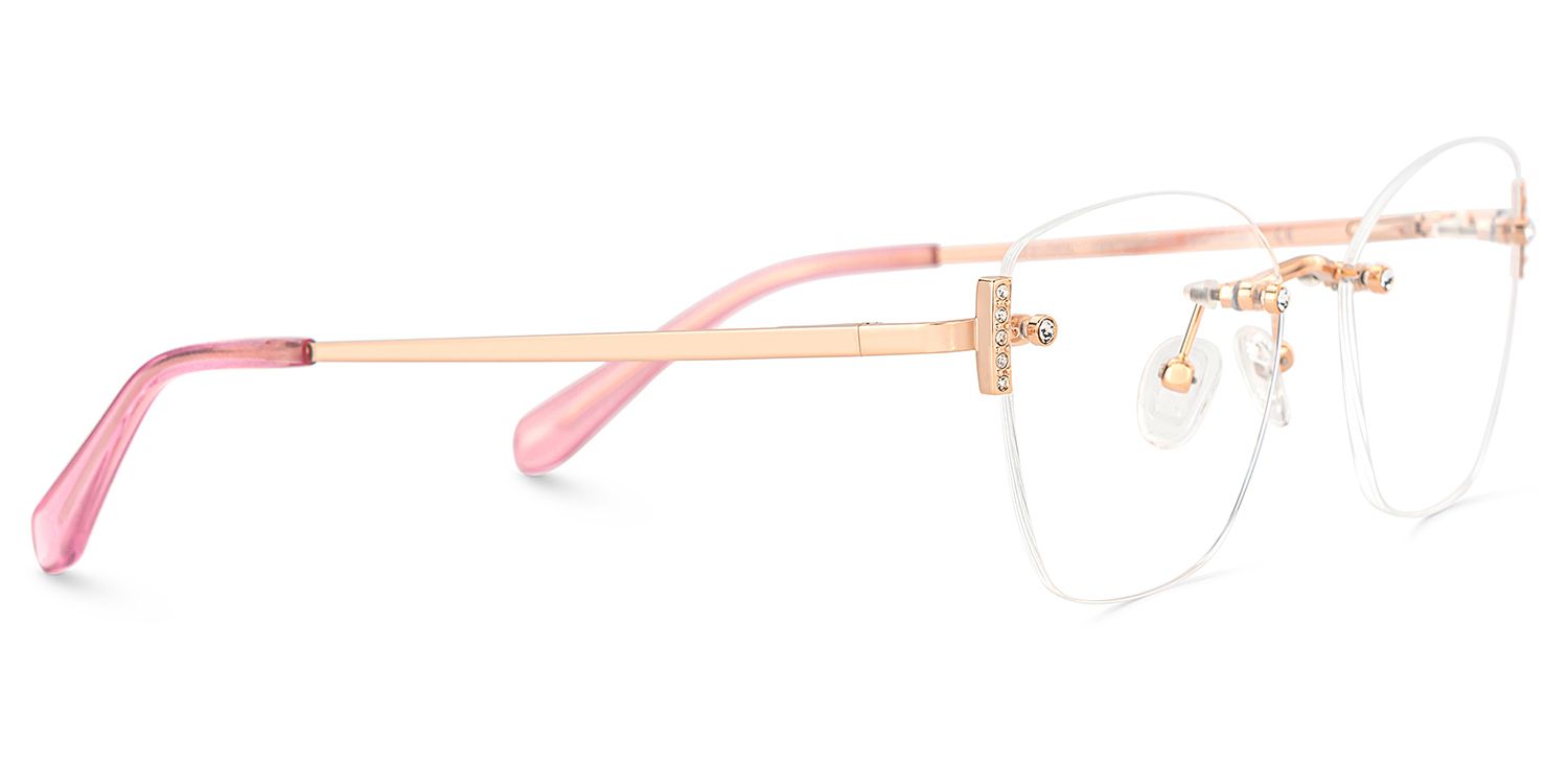 Pink Rectangle Jaxon Eyeglasses with Rimless | ZEELOOL UK4
