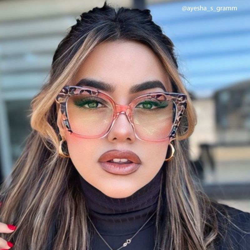 Malcolm Pink Leopard Print Square Frame Glasses for Women10