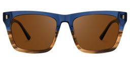 Brookins Rectangle Blue Brown Sunglasses0