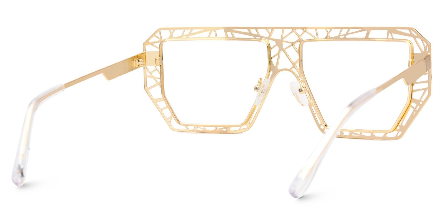 Blake Gold Glasses with Geometric Extra Large Frames | ZEELOOL UK3