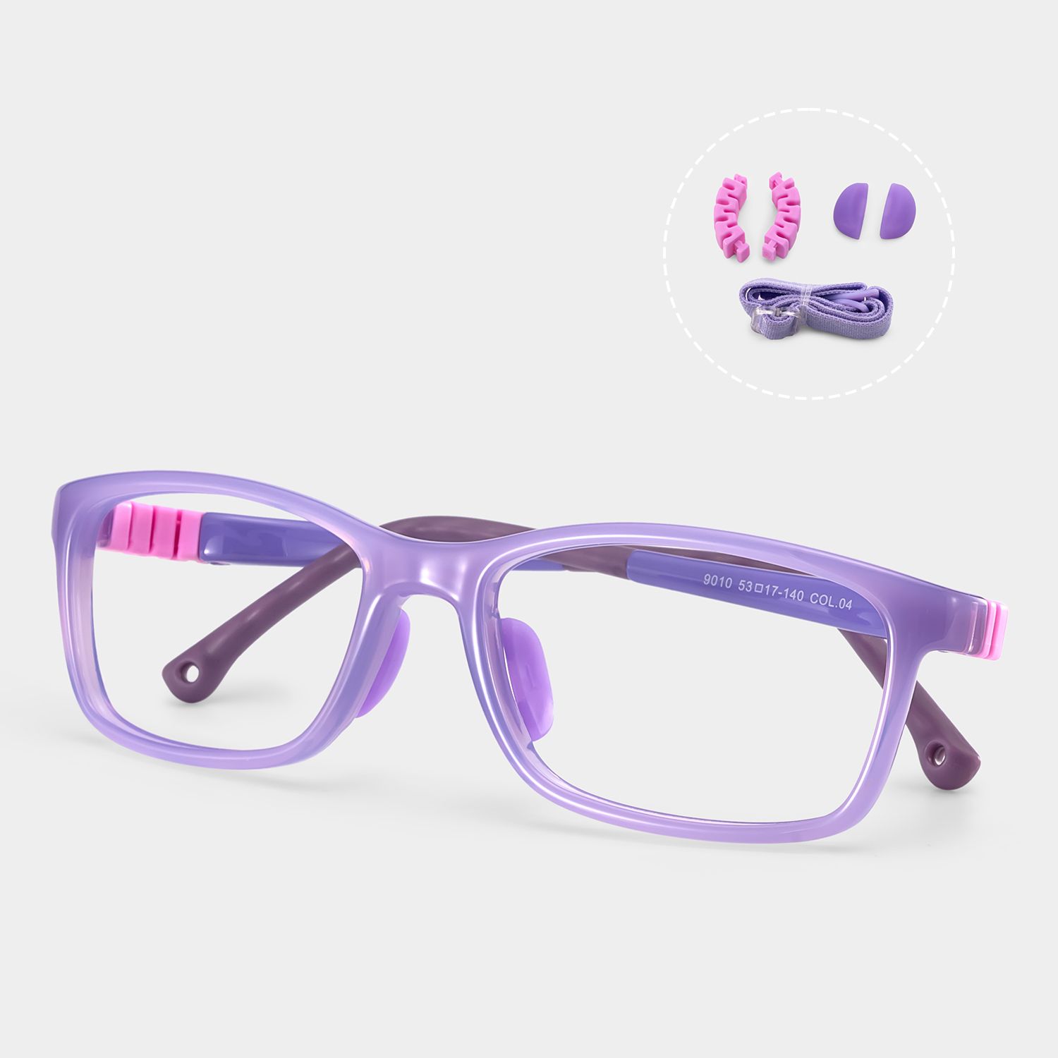 Brook Rectangle Purple Frame Eyeglasses for Pre-tweens4