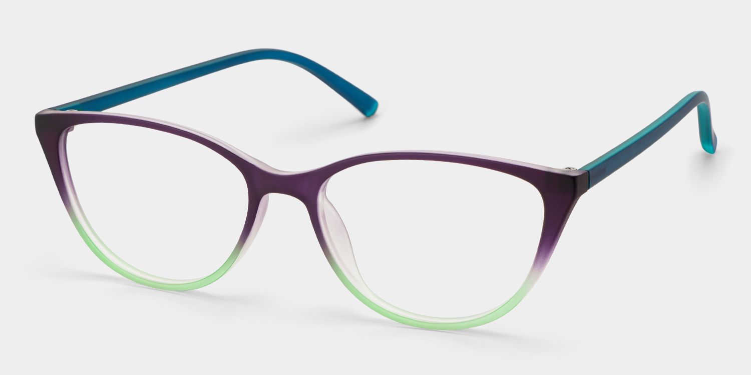 Lucy Cat-Eye Purple-Green Frame Glasses | ZEELOOL UK2